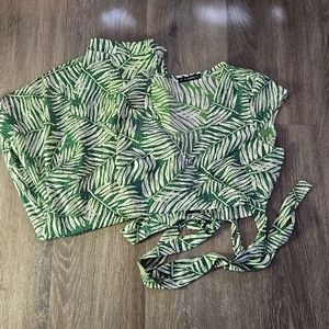 Green 2 Piece Wrap Capri Set